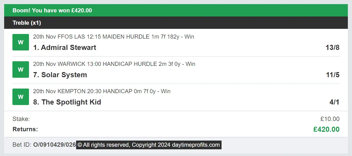 Daytime Profits - Winner Muli - 2024-11-20