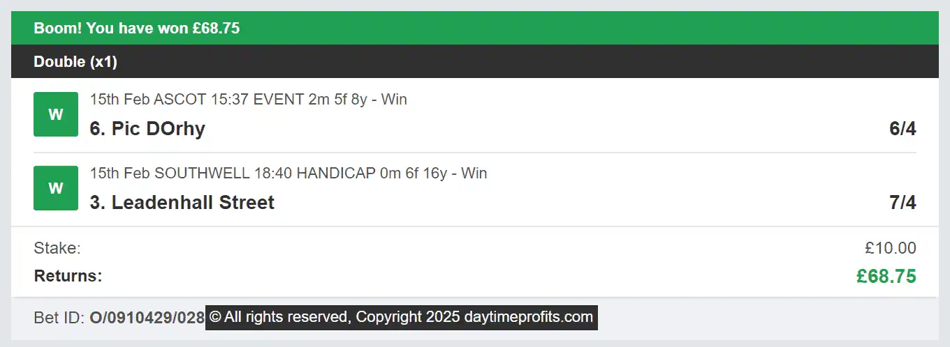 Daytime Profits - Winner Muli - 2025-02-15