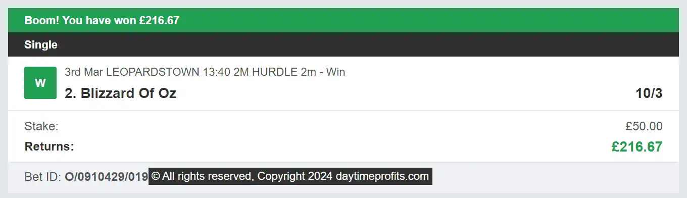 Daytime Profits - Winner 1 - 2024-03-03