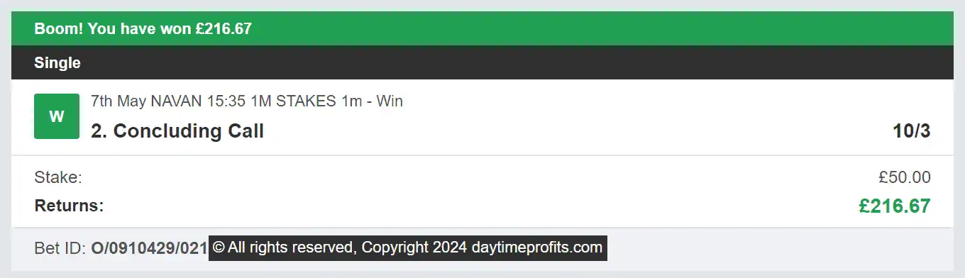Daytime Profits - Winner 1 - 2024-05-07