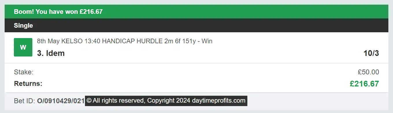 Daytime Profits - Winner 1 - 2024-05-08