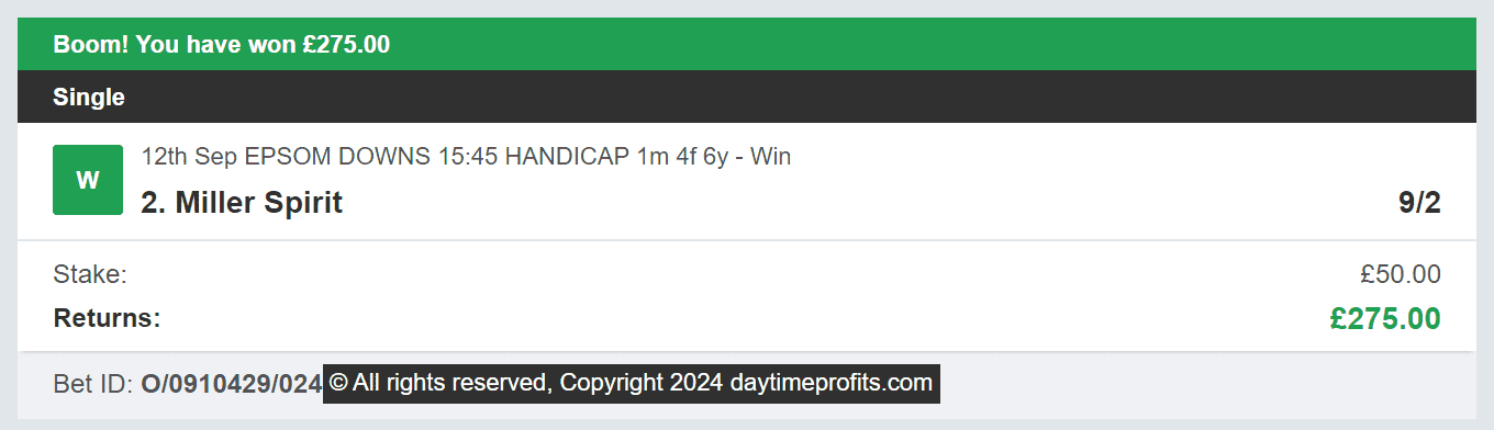 Daytime Profits - Winner 1 - 2024-09-12