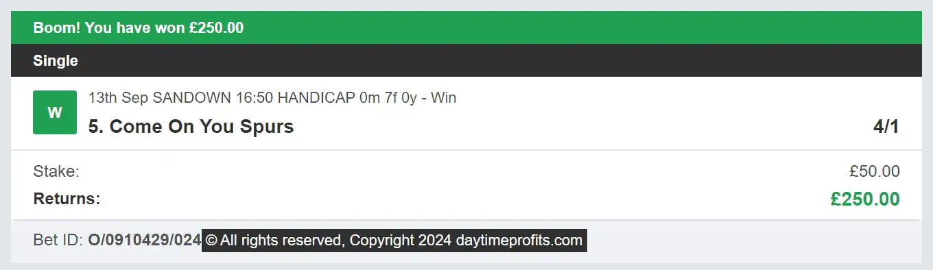 Daytime Profits - Winner 1 - 2024-09-13