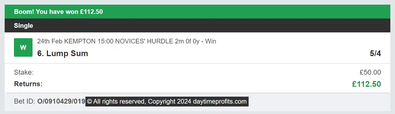Daytime Profits - Winner 2 - 2024-02-24