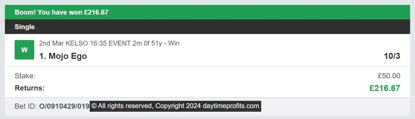 Daytime Profits - Winner 2 - 2024-03-02