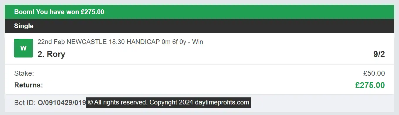 Daytime Profits - Winner 3 - 2024-02-22