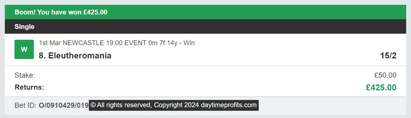 Daytime Profits - Winner 3 - 2024-03-01