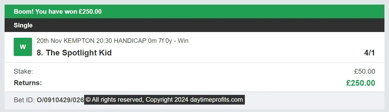 Daytime Profits - Winner 3 - 2024-11-20