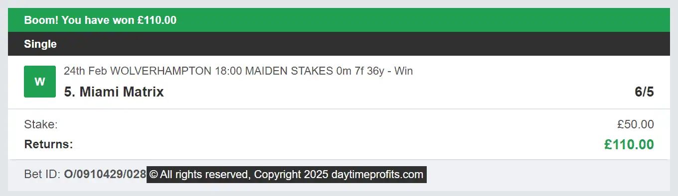 Daytime Profits - Winner 3 - 2025-02-24